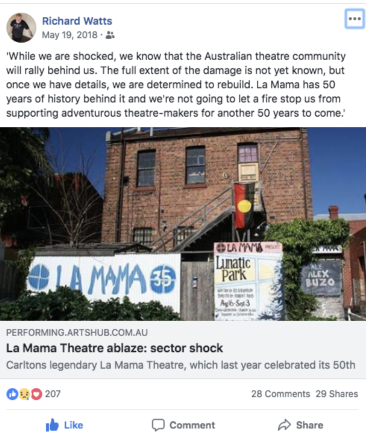 Screenshot from La Mama Chair Richard Watts Facebook. Click picture to go to original post