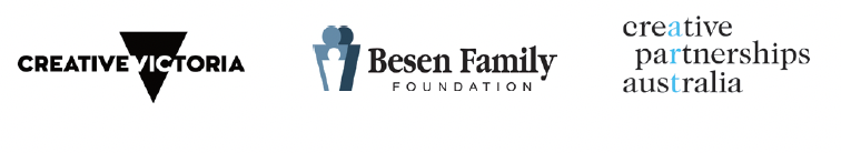 Creative Vic logo, Besen Family Foundation logo and Creative Partnerships Australia logo